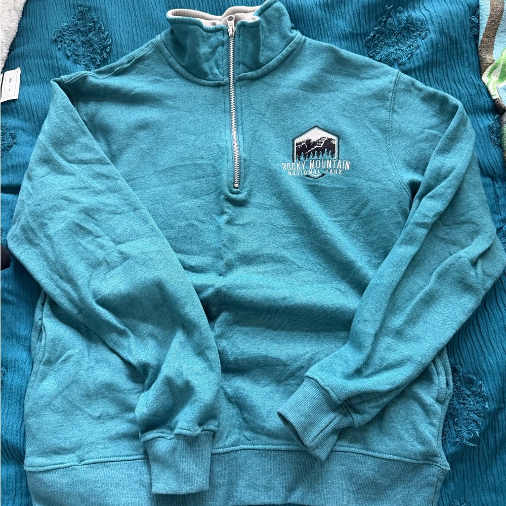 Blue Mens Rocky Mountain Natl Park Half Zip Sweater